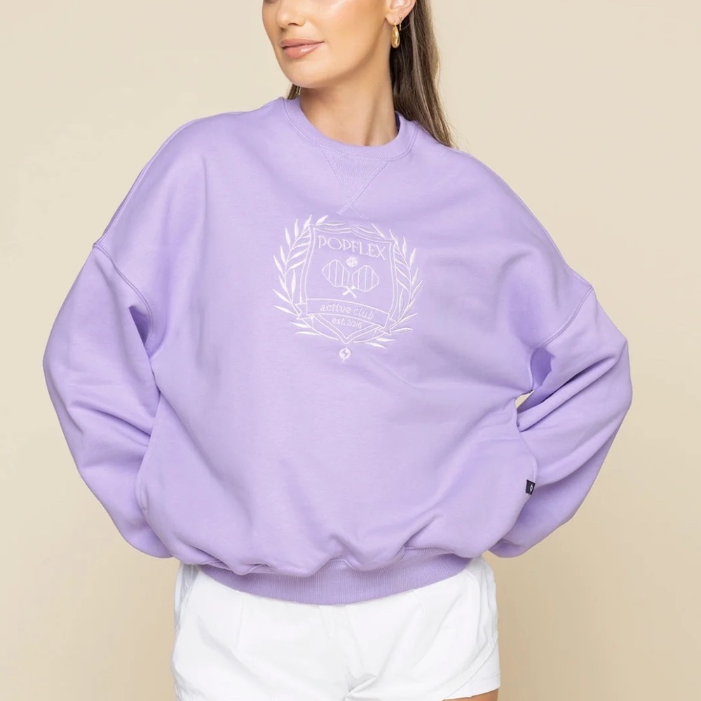 POPFLEX Active Club Cloud Crewneck Lavender with Pockets S/M